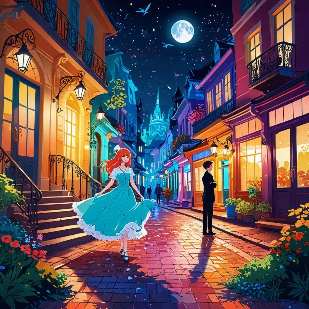 A whimsical and playful depiction of adult anime characters in a vibrant, colorful setting, showcasing their sensual aesthetics. Include elements like oversized, cartoonish expressions, alluring poses, and intricate backgrounds that suggest a fantasy world filled with soft lighting and rich textures. Incorporate graceful curves and elegance to emphasize the sensuality, while maintaining a light-hearted and cheeky tone. Bright colors and playful elements should dominate the atmosphere. vector art. vibrant colors.